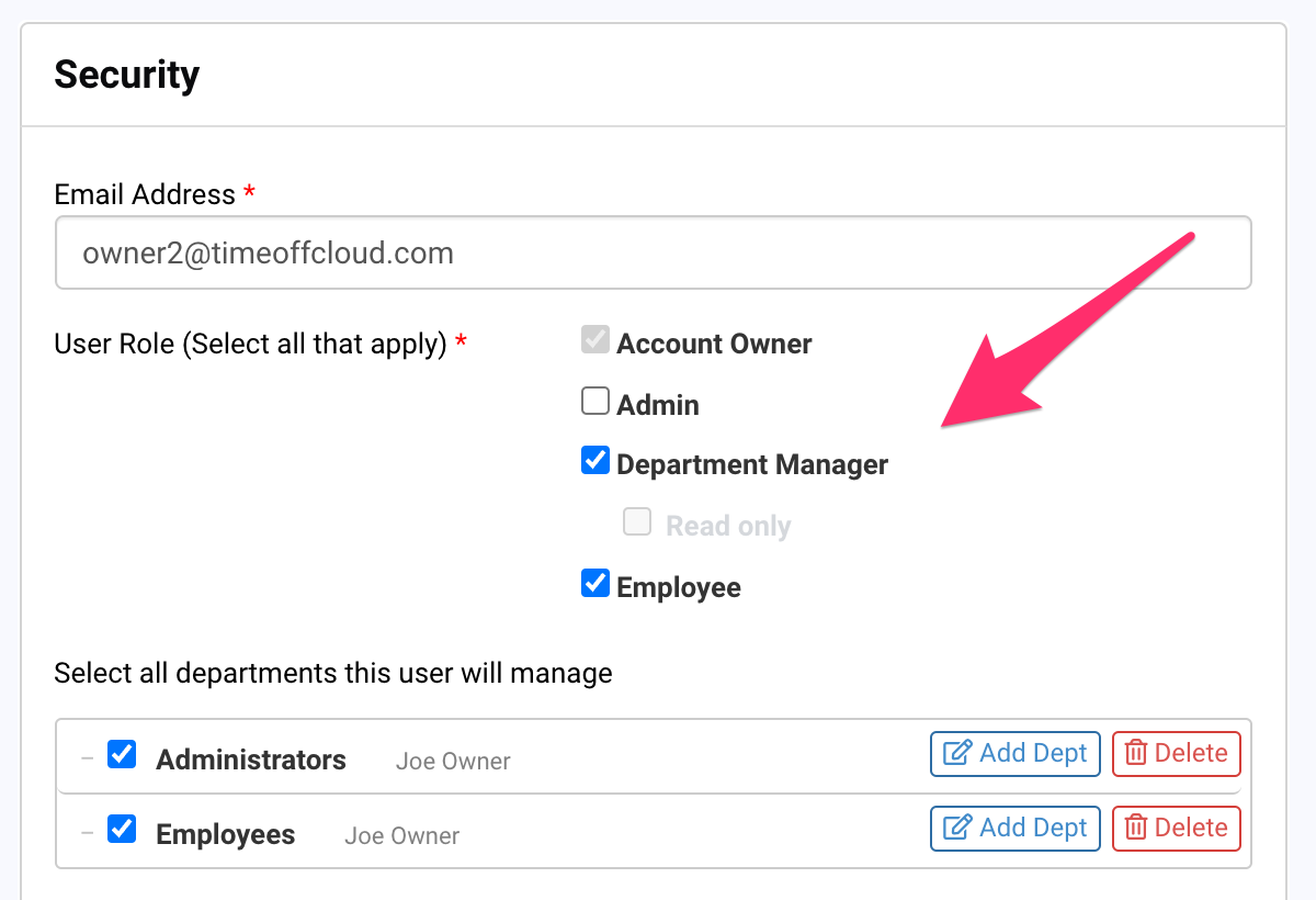 Account Roles Time Off Cloud