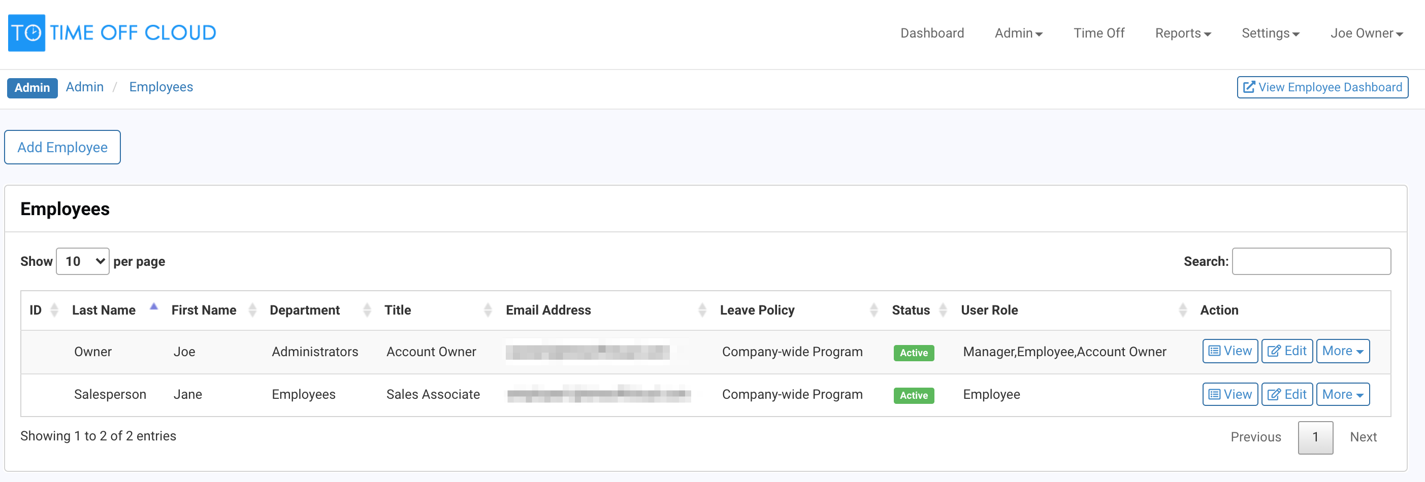 Step 2 Add Employees Time Off Cloud